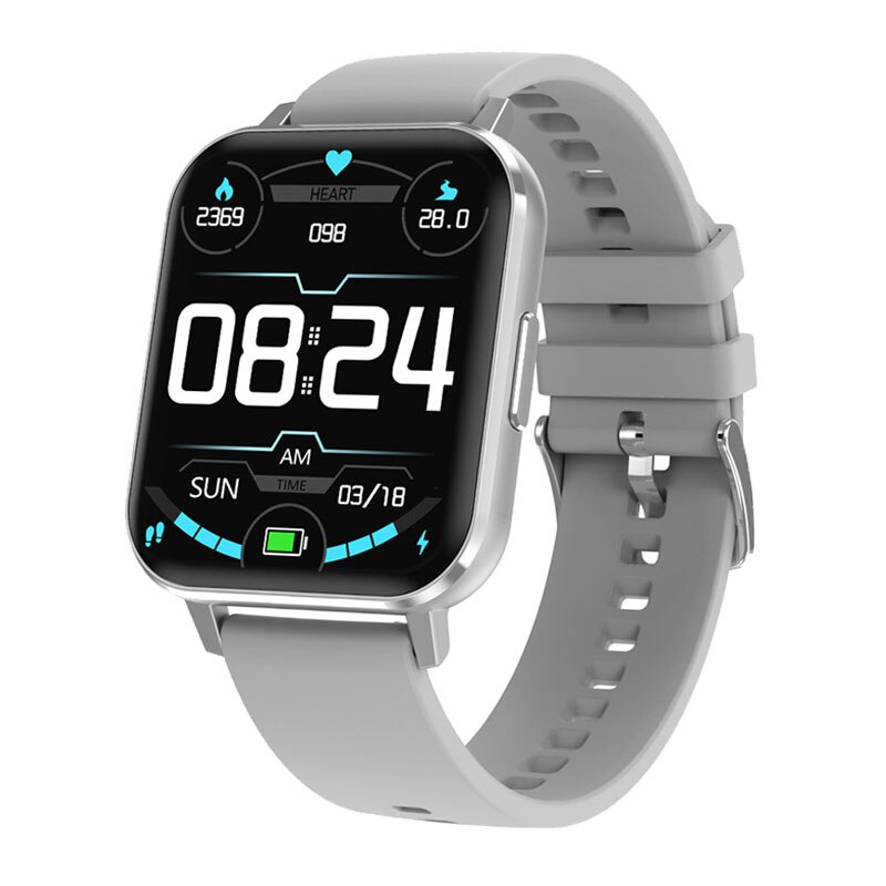 Ecg Slimme Horloge Mannen Hd Groot Scherm 24 Uur Hartslag Monitoring IP68 Waterdichte Vrouwen Smartwatch Voor Android ios: silver gray Silicone
