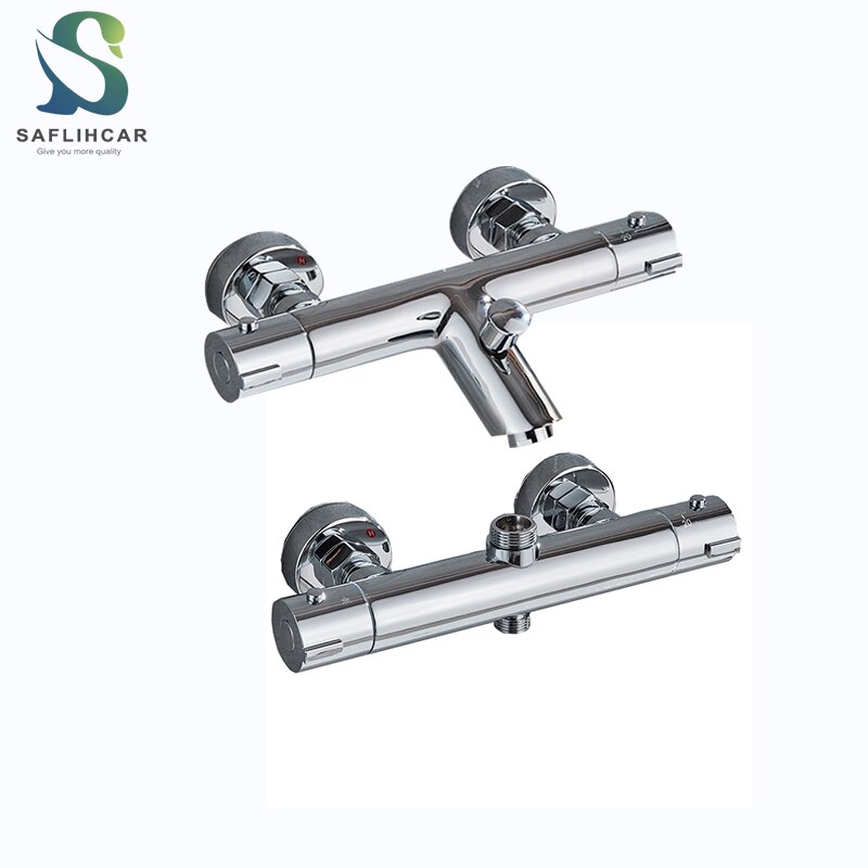 Chrome Bathroom Thermostatic Mixing Valve Cold Water Mixer Bathtub Faucet Replace Shower Valve