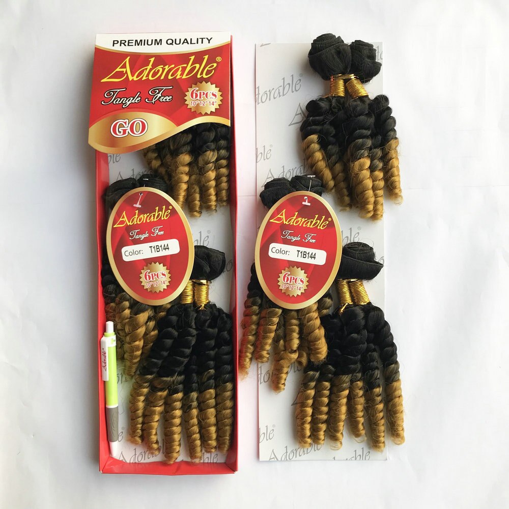 Adorable Full Packet Synthetic Hair Weaving Loose Wave 6 In 1 Set,Soft Heat Resistant Fiber Hair Bundles Go 6pcs Ombre Color: T1B144