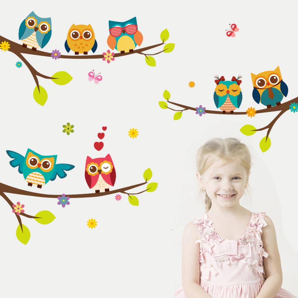 Wall Sticker Tree Owl Bird Pattern Wall Decal Child Room Nursery Baby Boy Girl Bedroom #BO