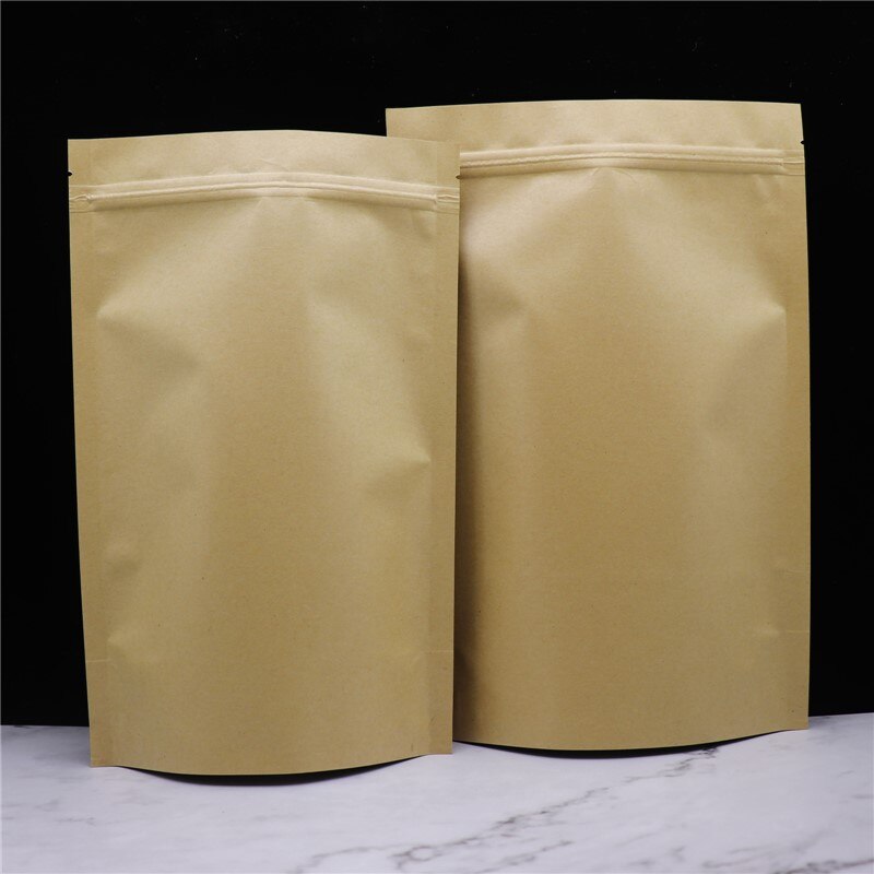 10 stuks/lot kraft papieren zakken gedroogd voedsel fruit thee verpakking zakjes koffie zaden snoep hoge afdichting rits sta b