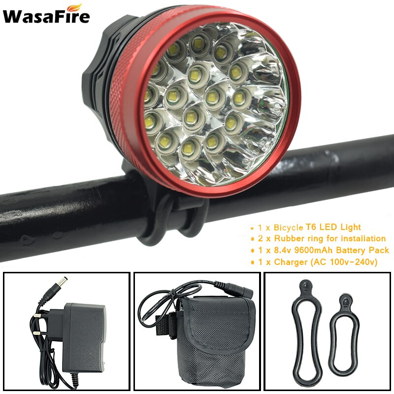 WasaFire 40000 Lumen 16* T6 LED Bike Light MTB Bicycle Front Light Super Bright Cycling Lamp Headlight Night Riding Light: Light Grey