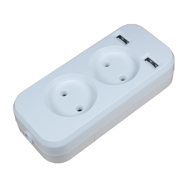 USB extension Socket for phone charge Double USB Port 5V 2A outlet usb outlet steckdose KF-01-4: white color