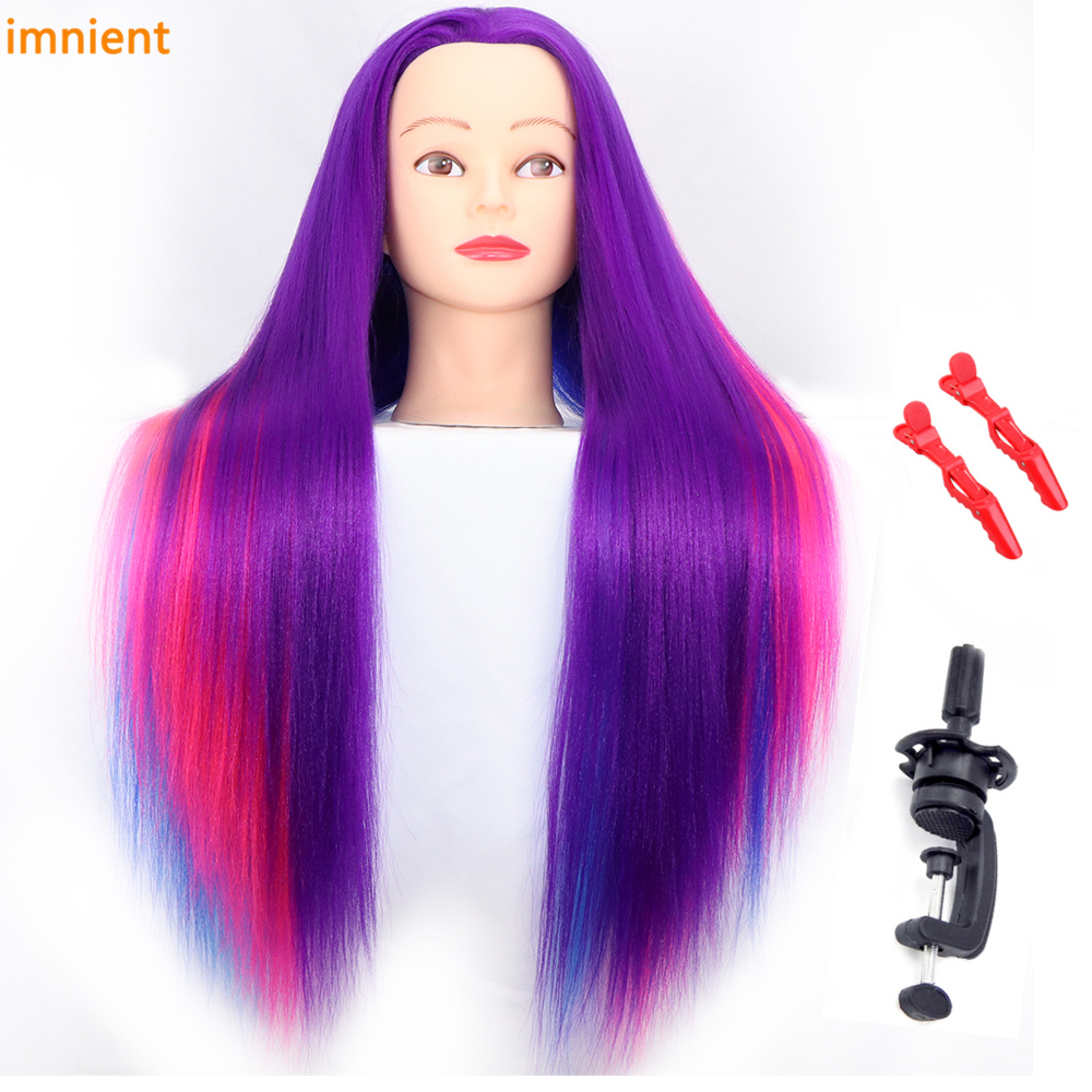 70cm Long Doll Head For Hairstyles Mannequin Head With 100% Synthetic Long Hair Training Head For Braid Hairdressing With: black