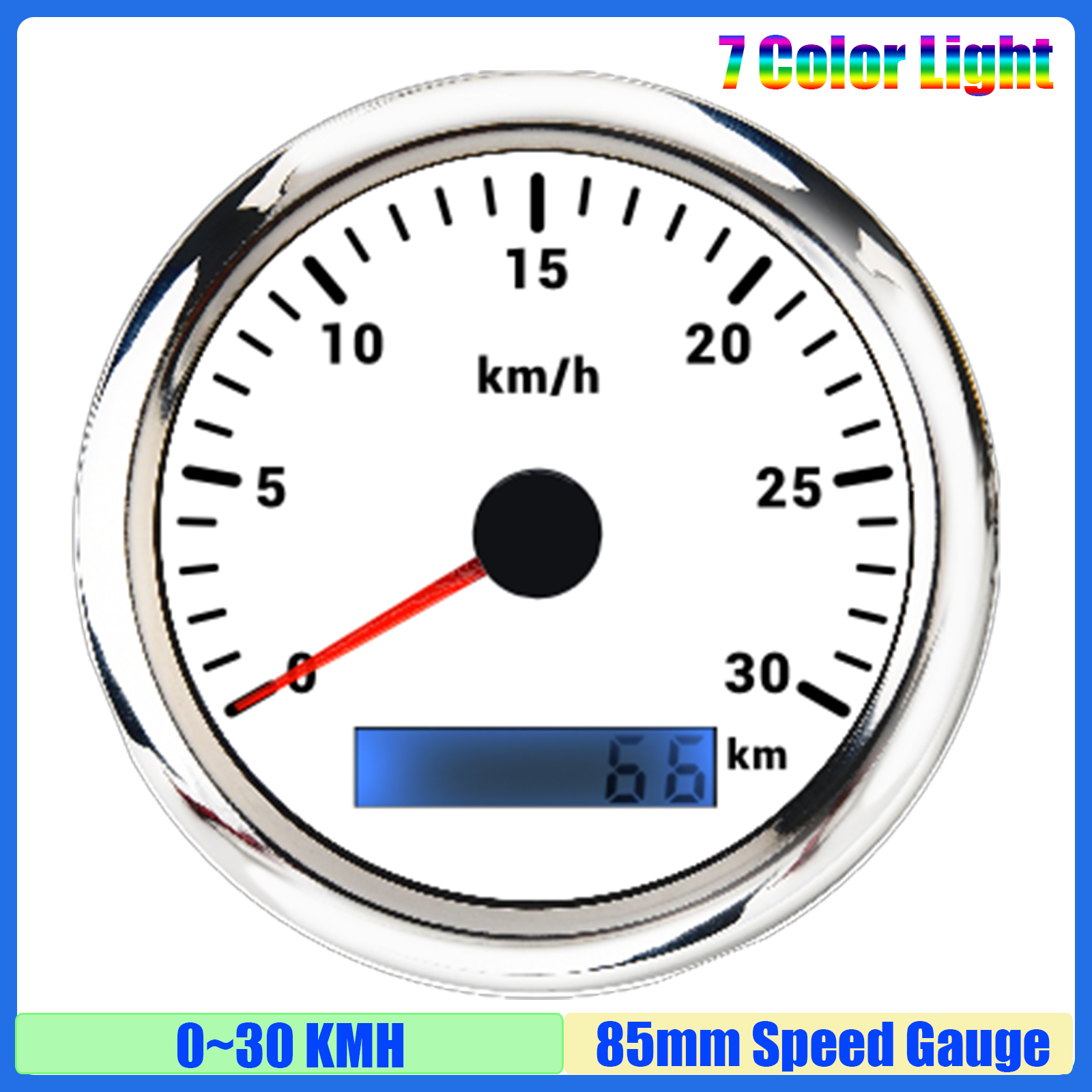 30 km/u ,60 km/u ,120 km/u ,200 km/u 85mm snelheidsmeter met 7 kleuren, analoge pulssignaal snelheidsmeter voor auto, boot, maritiem gebruik: Lavendel