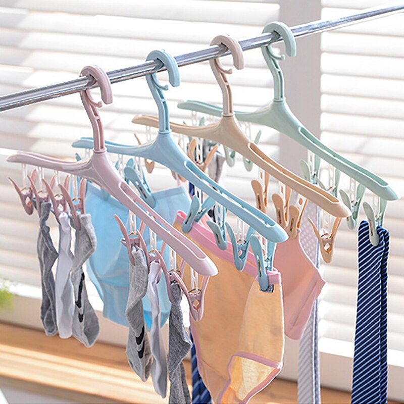 Multifunctionele 8 Clip Droogrek Multifunctionele Winddicht Draaibaar Plastic Baby Ondergoed Sokken Clip Hanger Huishoudelijke Artikelen