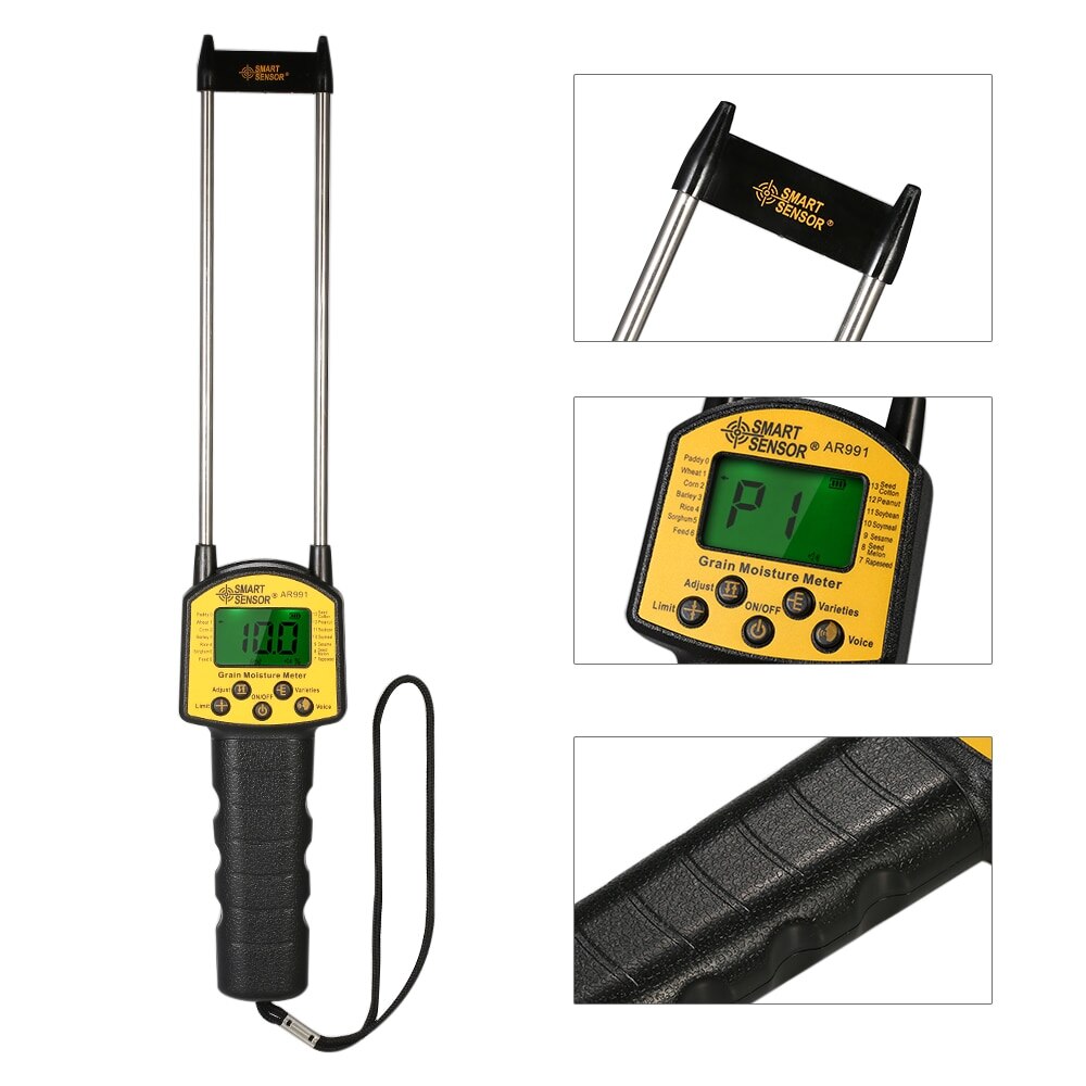Handheld Digital Moisture Meter Grain Moisture Meter Hygrometer For Corn,Wheat,Rice,Bean,Wheat Flour Fodder Rapeseed Seed AR991