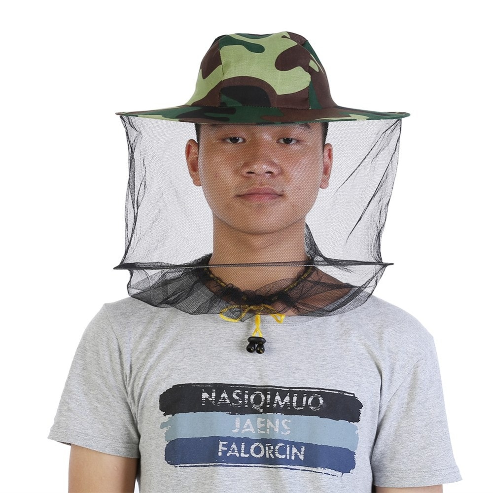 Midge Mosquito Insect Hoed Mesh Vissen Caps Hoofd Netto Gezicht Protector Camouflage Camping Kit Hat met Head Net