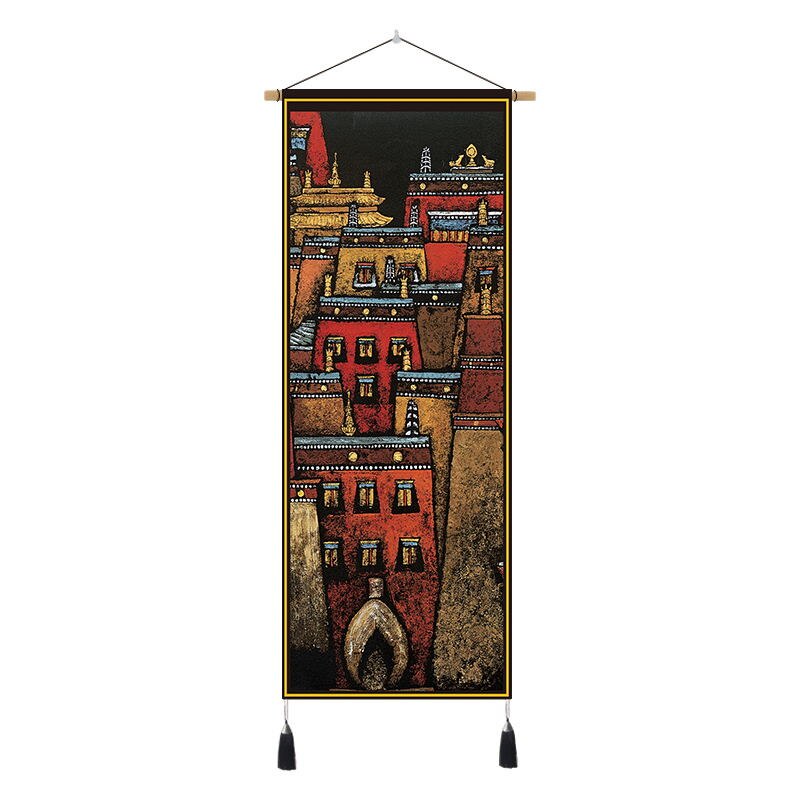 Tibetan Art Hanging Tapestry Velvet Cloth Scroll Painting Wall Pictures Home Tibet Bedroom Art Ethnic Decorative Wall Tapestries: 47x120cm B