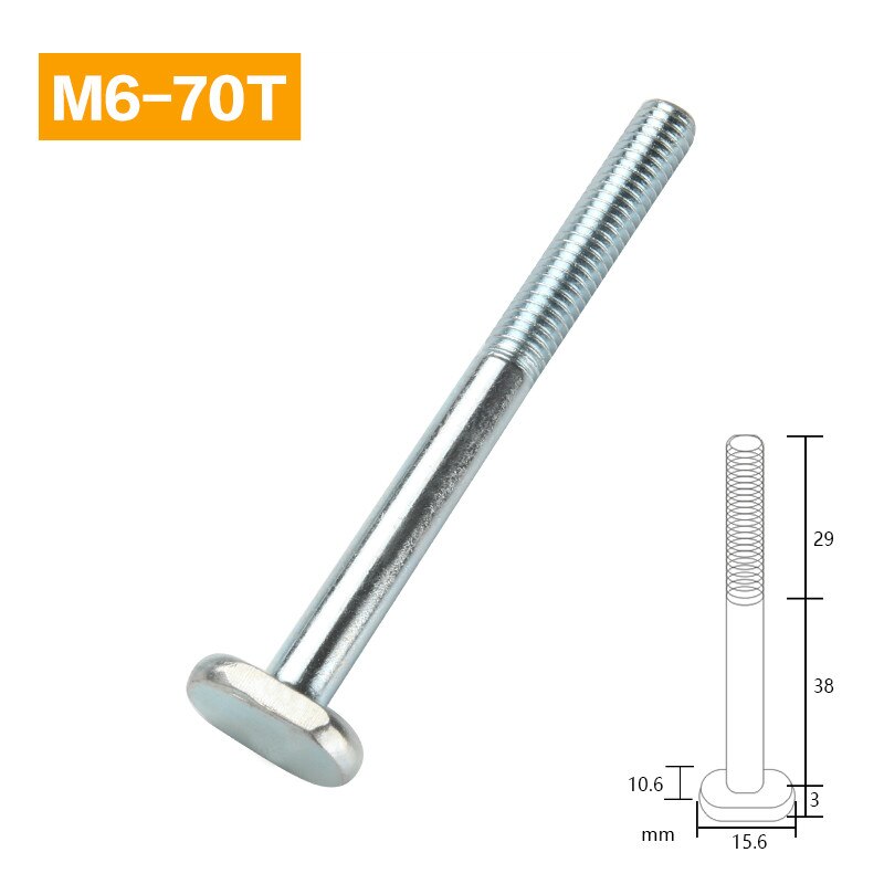 Houtbewerking T Blok M6 Moer Handvat Draai Noten Zelfsluitende T Schroef Slider T-Track Glijdende Veer Board borgring Ringen: M6-70 T Screw