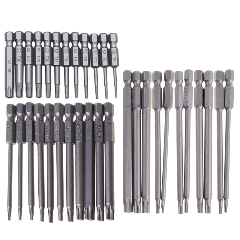 11/12pcs Tamper Proof Security Drill Bit Set Torx Screwdriver Flat Head 1/4" Hex Bits Driver
