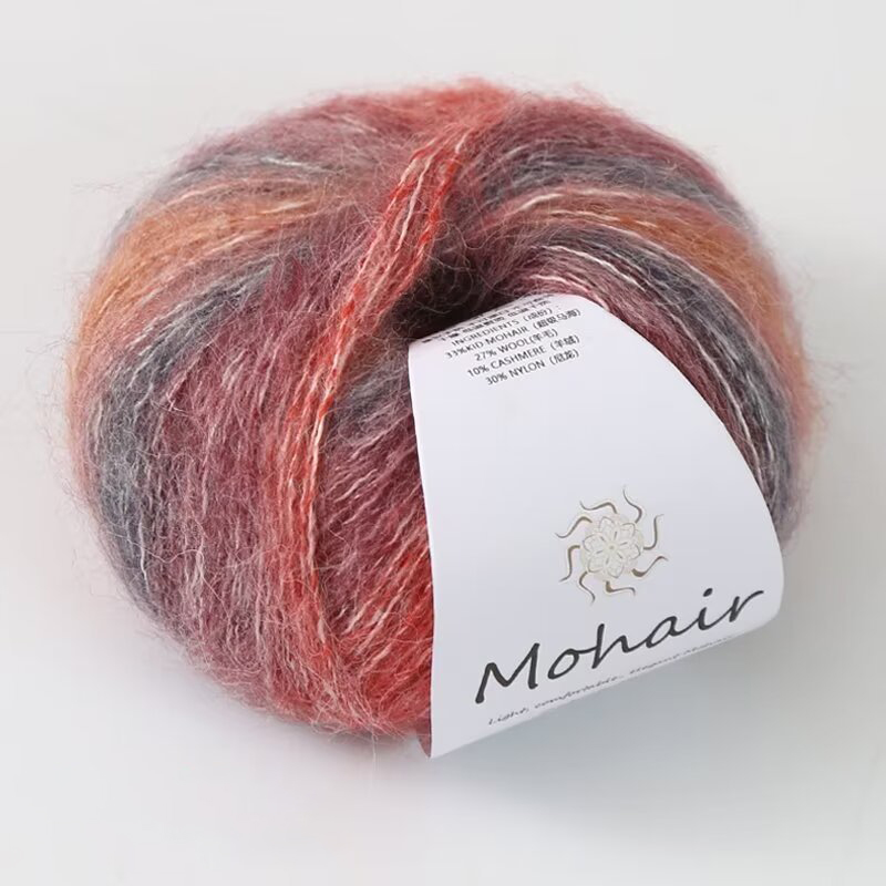 Ovillo de lana de Mohair degradado para tejer a mano, hilo de ganchillo suave y cálido, segmento de lana de bebé, hilo teñido para suéter, sombrero y bufanda, 25g por bola: Multicolor