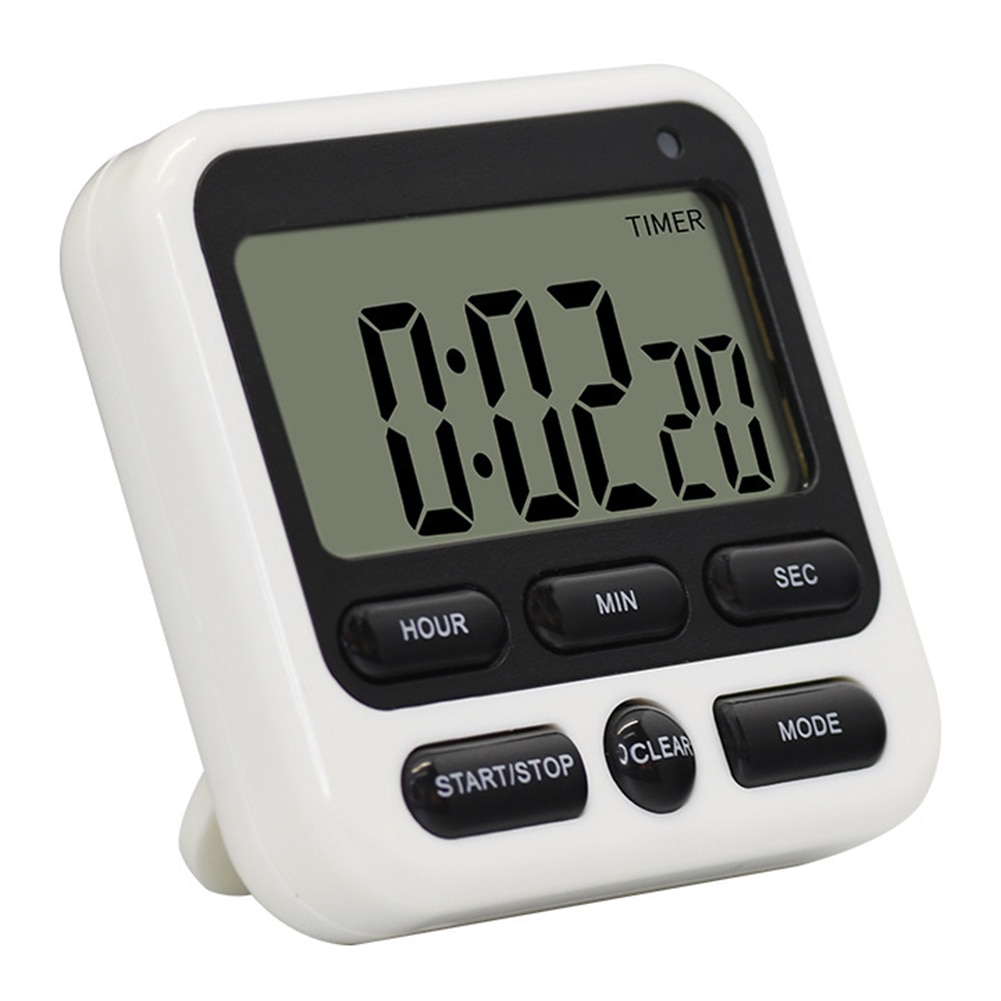 Lcd digital skærm køkken timer stort display digital timer firkantet madlavning optælling nedtælling vækkeur søvn stopur ur