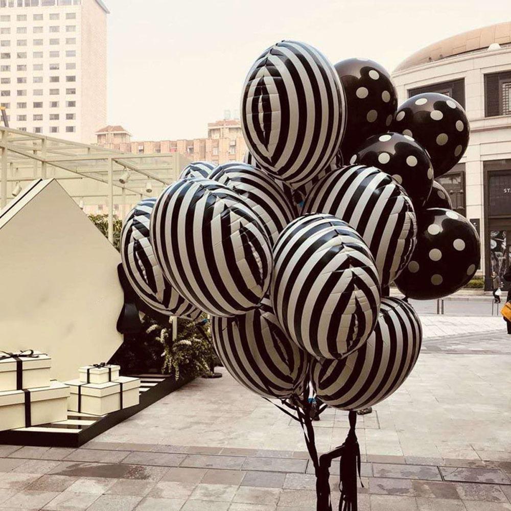 30Pcs Bow Latex Balloon 12 In Black White Bowknot Party Balloon Cute Bowtie Printed Clear Balloons For Birthday Bachelorette Bridal Party Decor