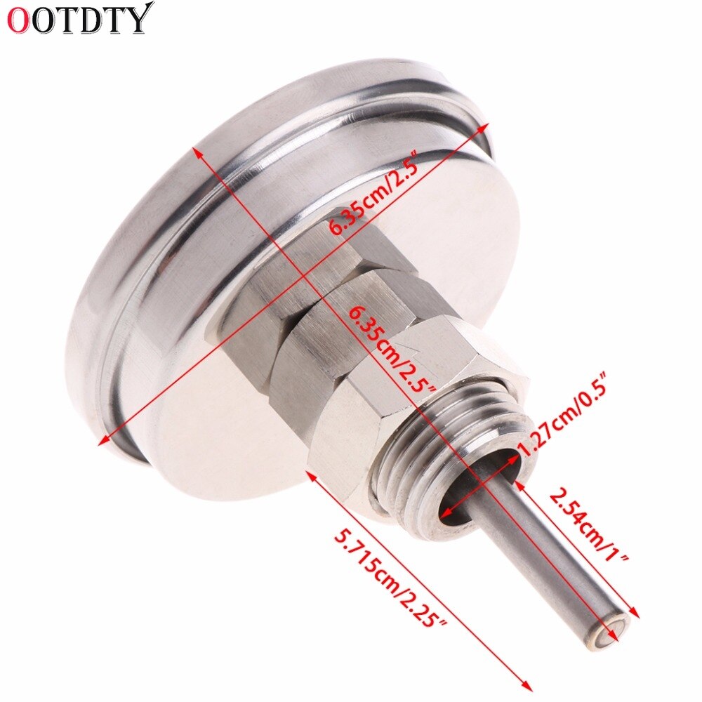 Termómetro de Dial de acero inoxidable de 1/2 ", herramientas de medición de temperatura para condensador Moonshine, olla de fermentación