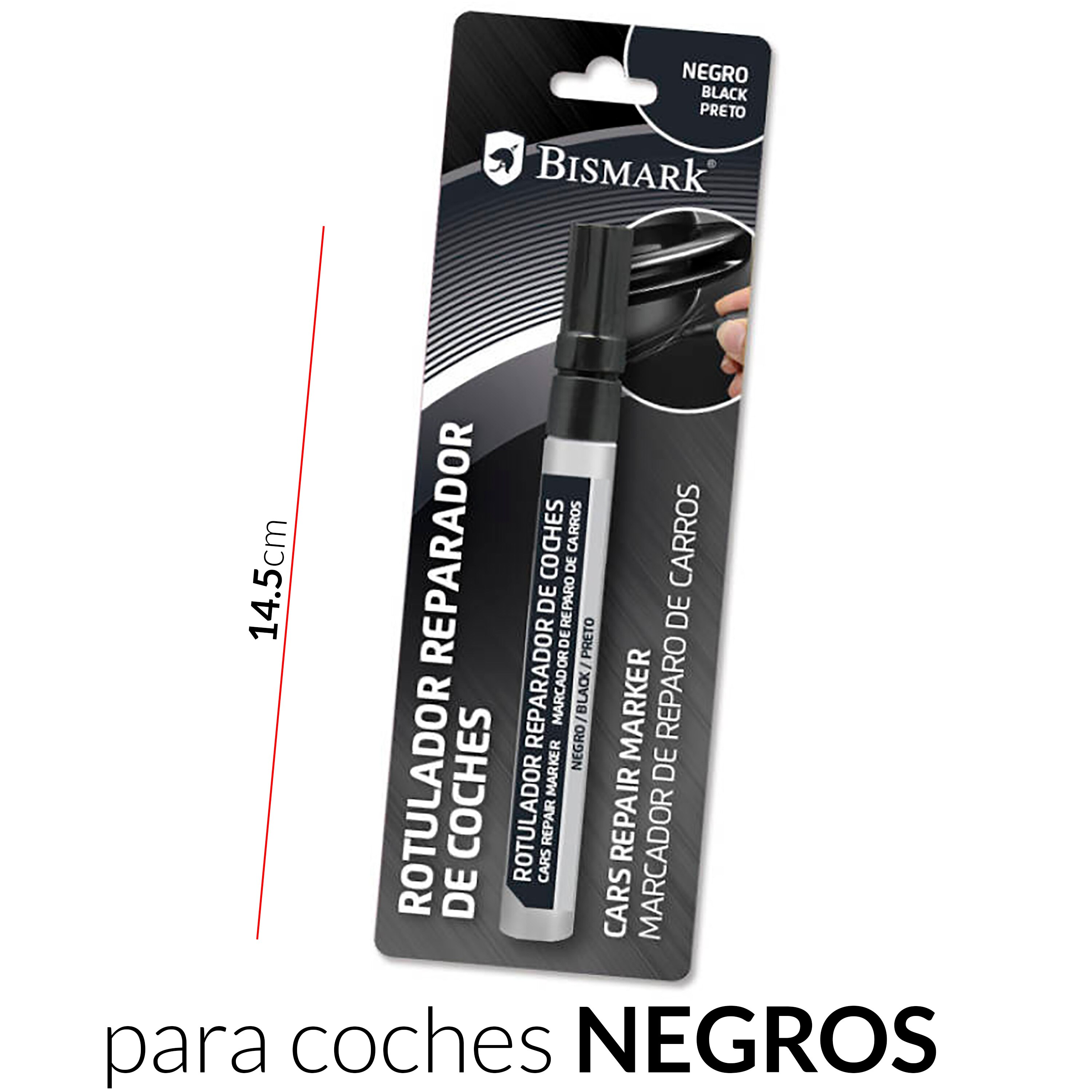 Rotulador Repara Arañazos Pintura Negro Plata Blanco para Coche Pincel Car Scratch Bismark Reparador de Rayaduras de Carrocería DIY: Negro