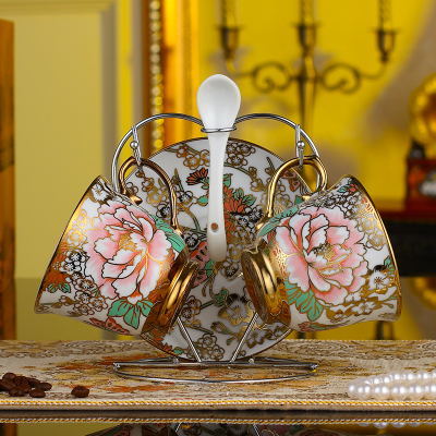 Lage prijs Golden plated Europese Stijl cups VERGULDEN Coaster Demitasse thee cup Keramische Kopje Koffie en schotel Porselein: G 2 Sets and Holdedr