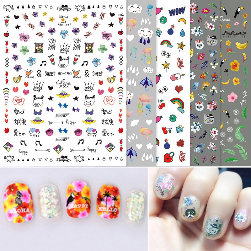 HNUIX 3d nail art sticker Bloemen Motieven Nails Art manicure decal decoraties nail sticker voor nail beauty tips