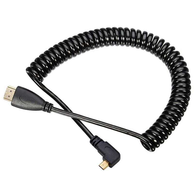 Links Schuine Micro-HDMI naar HDMI Male Kabel Uitgerekt Lengte voor Camera 'S