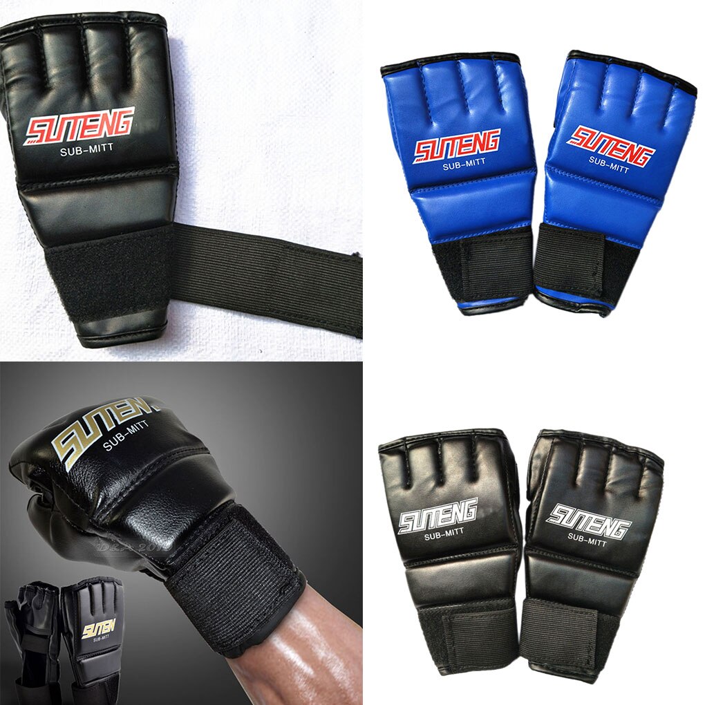 Boodun 1 paar bokshandschoenen sport heren halve vinger muay thai handschoenen mma kickboks training wanten coole handschoenen