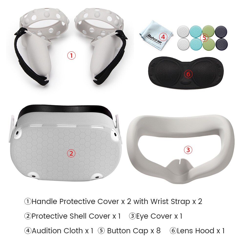 Juego de funda protectora para Oculus Quest 2 VR, carcasa para controlador táctil, con correa y agarre para Oculus Quest 2, accesorios: Gray set 2