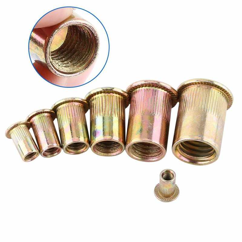 20/100PCS Rivet Nut M3-M12 Carbon Steel Flat Threaded Rivet Nut Flange Rivnut Nutsert Fastener Wood Screw and Nut