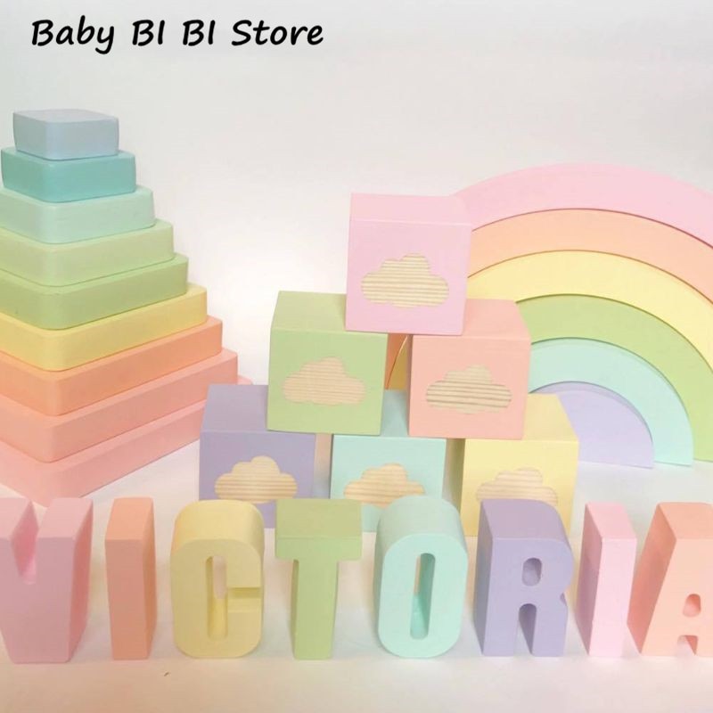 Decoración del hogar nubes cubo cuadrado madera maciza personalidad bebé foto Props productos para niños