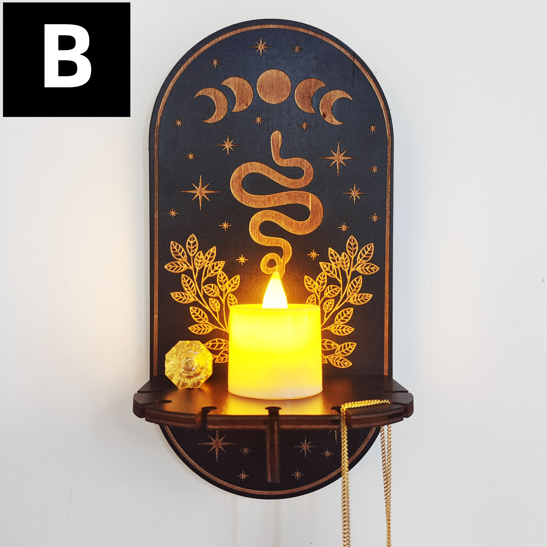 Candelabro colgante de pared , tallado en madera, búho, animales, zorros, gato, libro, estante de almacenamiento de cristal, de decoración para el hogar, Navidad y Año: Plata