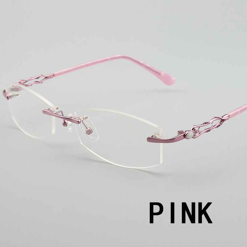 Montures de lunettes légères sans bords pour femmes, nouvel arrivage à la , myopie, Prescription optique, #3057: Pink