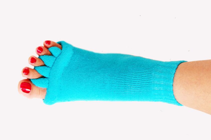 Calcetines para aliviar el dolor, dispositivo de pedicura, corrección de Hallux Valgus, cinco dedos del pie, separadores de dedos, 2 uds.: Verde claro