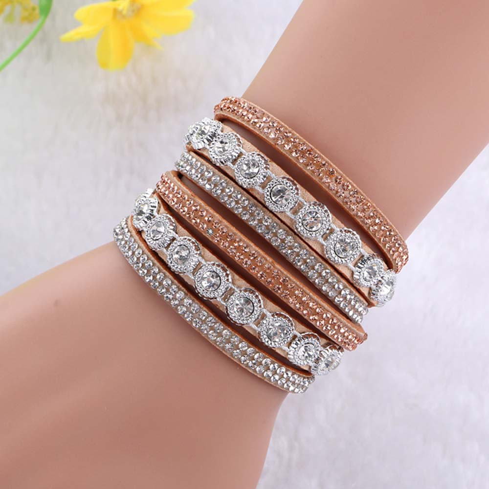 Lubingshine Vrouwen Multilayer Bangles Europese Stijl Multi Kleuren Fluwelen Crystal Armband Vintage Handgemaakte Hand Sieraden: A