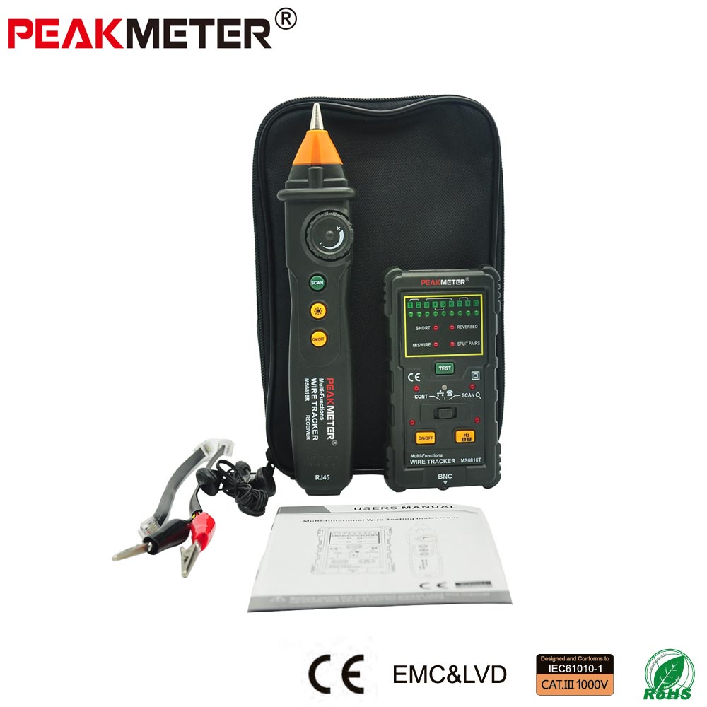 PEAKMETER PM6816 Line Finder - Rilevatore Di Cavi RJ45 RJ11 Multifunzione Con Cuffie - 5