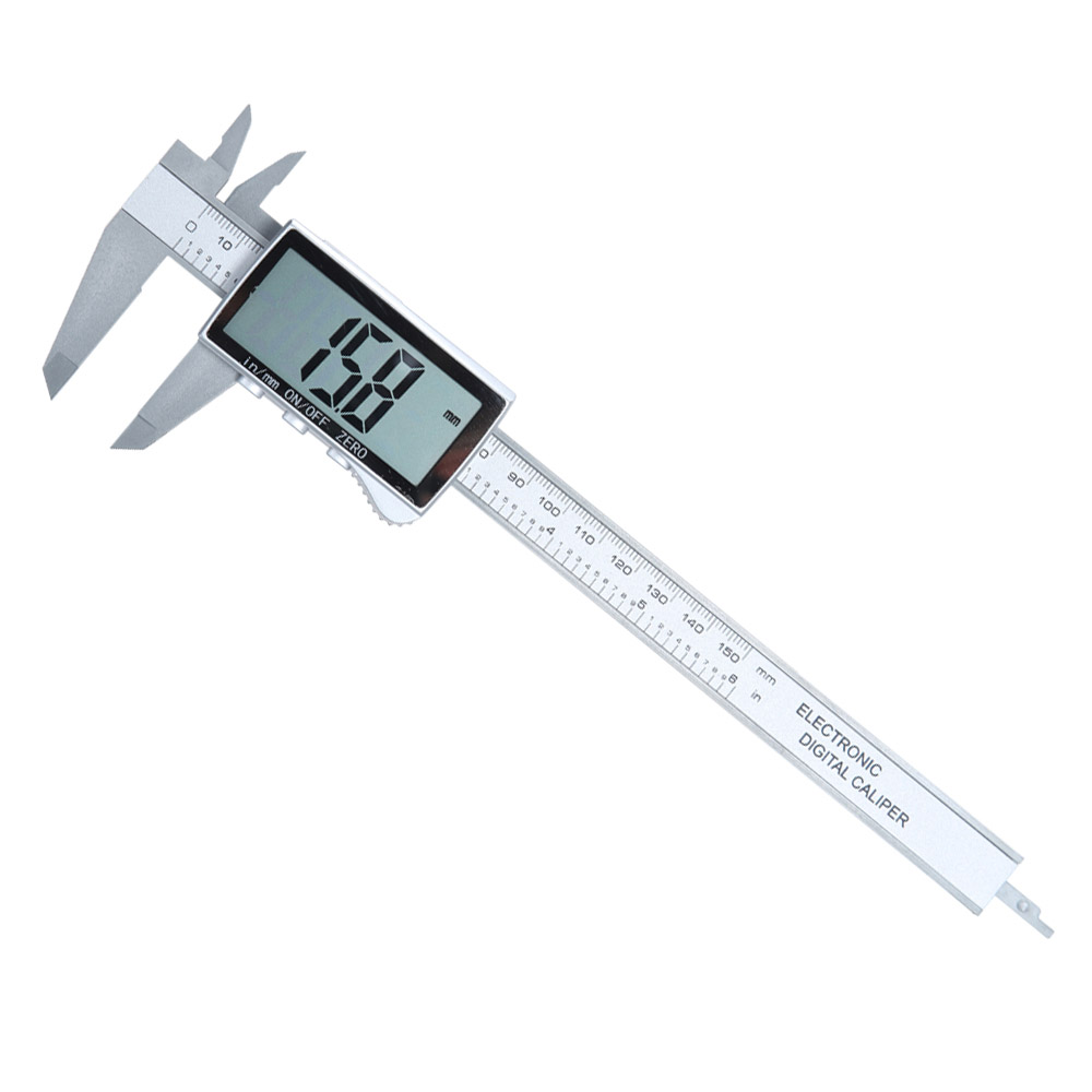 electronic digital display vernier caliper Inch/Metric Conversion 6Inch 0-150mm HD full-screen caliper measurement tool: 3 button silver