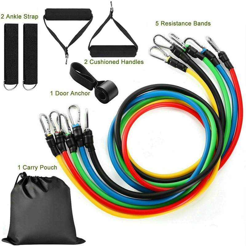 11 stk/sæt latex modstandsbånd pull rope fitness øvelser modstandsbånd sæt træning yoga band fitness fitness udstyr