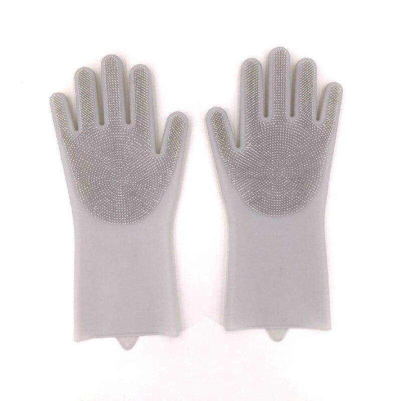 Guantes para cepillar un par de guantes de limpieza de lavavajillas HKML guante mágico de goma para lavado estropajo para el hogar herramienta de limpieza de cocina Scr: gray