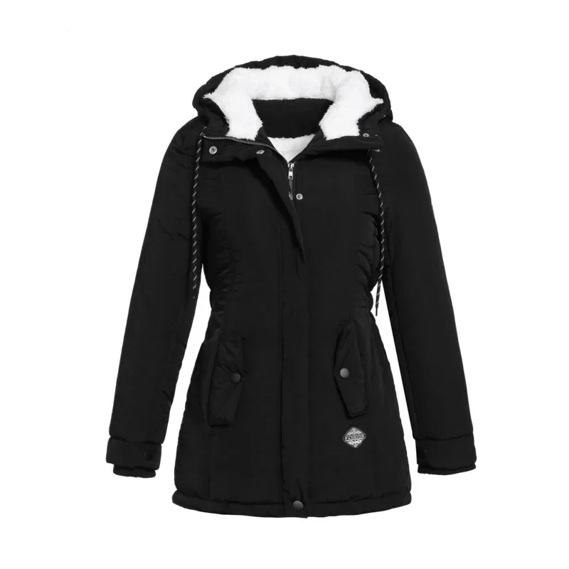 Waterproof Jacket Women Warm Parkas Hooded Thick Plush Winter Coats Suit Jackets MF9463: 5XL / black