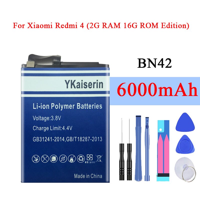For XIAOMI BN42 Phone Battery For Xiaomi Redmi 4 Hongmi4 Redrice Standard Edition Authentic Phone Batteries 6000mAh