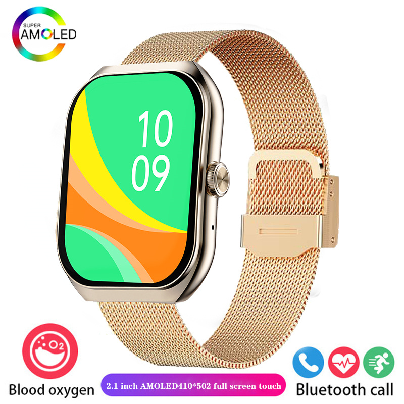 2024 nowy inteligentny zegarek AMOLED połączenie Bluetooth monitorowanie tlenu my krwi 100 tryb sportowy IP68 wodoodporny męnarty smartwatch dla androida IOS: żółty