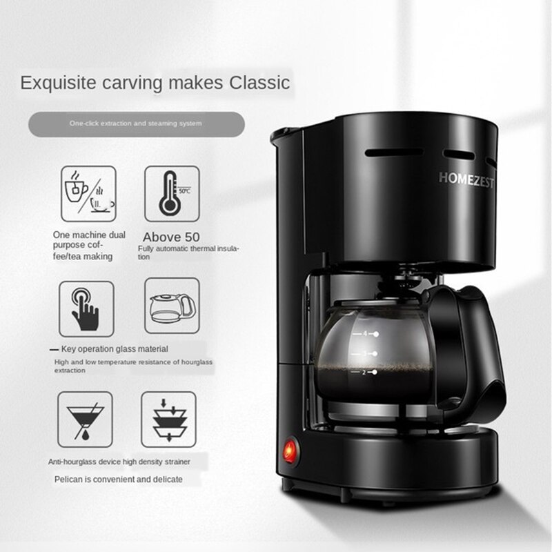 Electric American Drip Coffee Machine Tea Maker 0.65L Automatic Household Mini Protable Coffee Makers