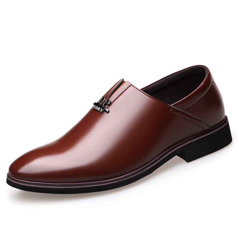 Män klänning skor herr slip on spetsiga tå skor män läder formella affärsman skor oxfords skor för män lägenhet