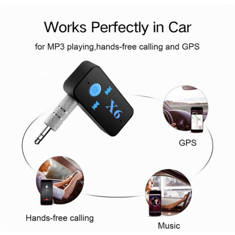 X6 adapter, bluetooth-kompatibler empfänger, auto-bluetooth-aux-kit, unterstützt tf-karte ,  a2dp audio-stereo-lautsprecher, 3.5mm bluetooth-freisprecheinrichtungen