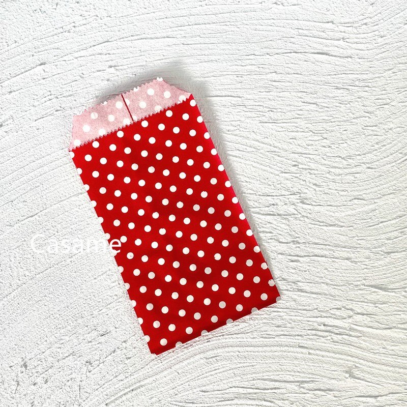 Sacs à bonbons biodégradables pour friandises, 100 pièces 8x15 cm, sacs en papier pour de fête, sac artisanal en papier imprimé à pois, sac de boulangerie, de mariage pour enfant: Red Dot