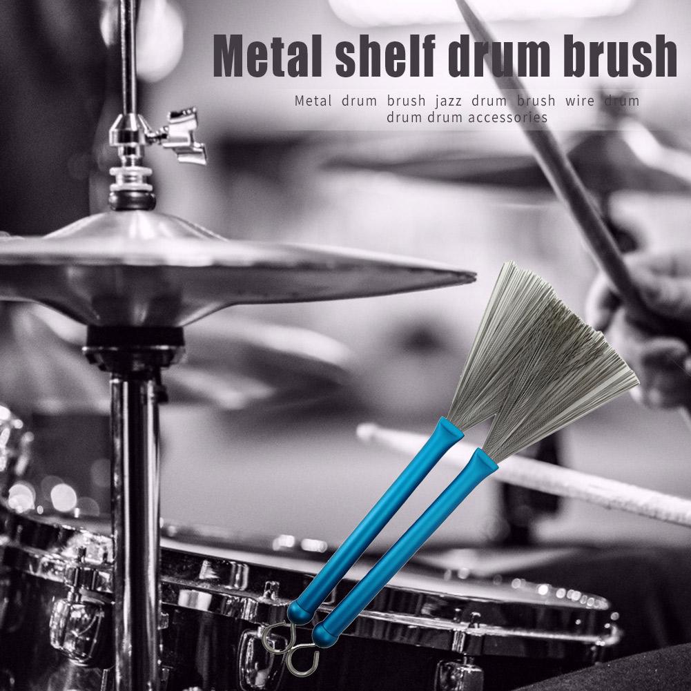 2Pcs Drum Borstels Slijtvaste Intrekbare Verstelbare Metalen Jazz Drum Borstel Staaldraad Drum Stok Borstels