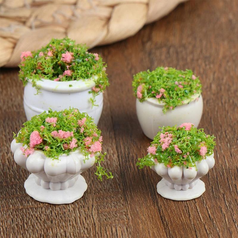 1:12 casa delle bambole casa delle bambole Mini pianta modello fiore finito vaso da fiori paesaggio vaso da fiori all'aperto piante verdi