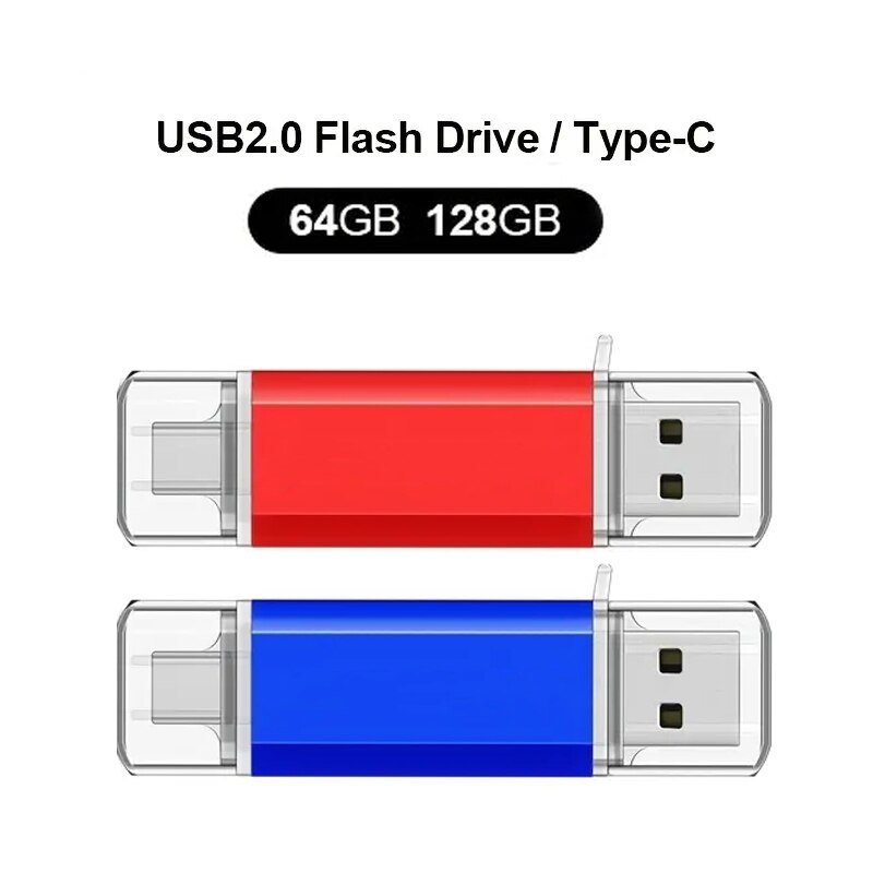Type-C 2 in 1 OTG 128GB 64GB Pendrive High Speed USB Flash Drive OTG Pen Drive 64GB 128GB 2 in 1 Type C OTG USB Flash Drives