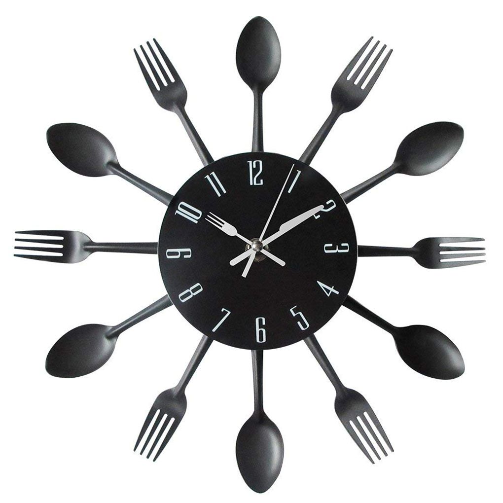 Cuisine créative horloge murale 3D moderne couverts cuisine cuillère fourchette horloge murale décalcomanie murale chambre décoration de la maison: NO2