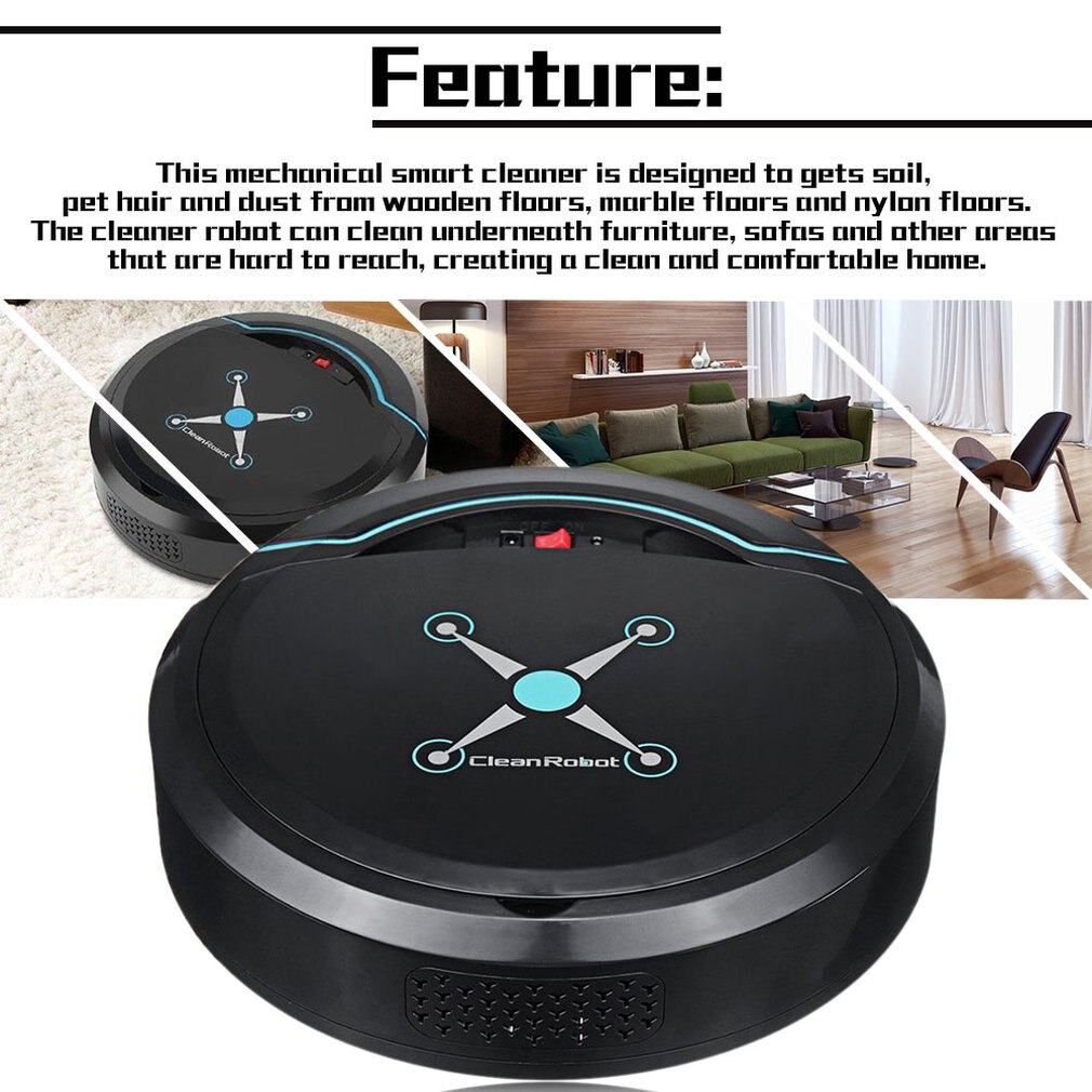 Robot Tergicristallo Intelligente 3 In 1 – Spazzatrice Automatica Con Spruzzo E Luce UV, Ricarica USB, Batteria 1500 MAh, Per Pavimenti In Legno E Piastrelle - 5