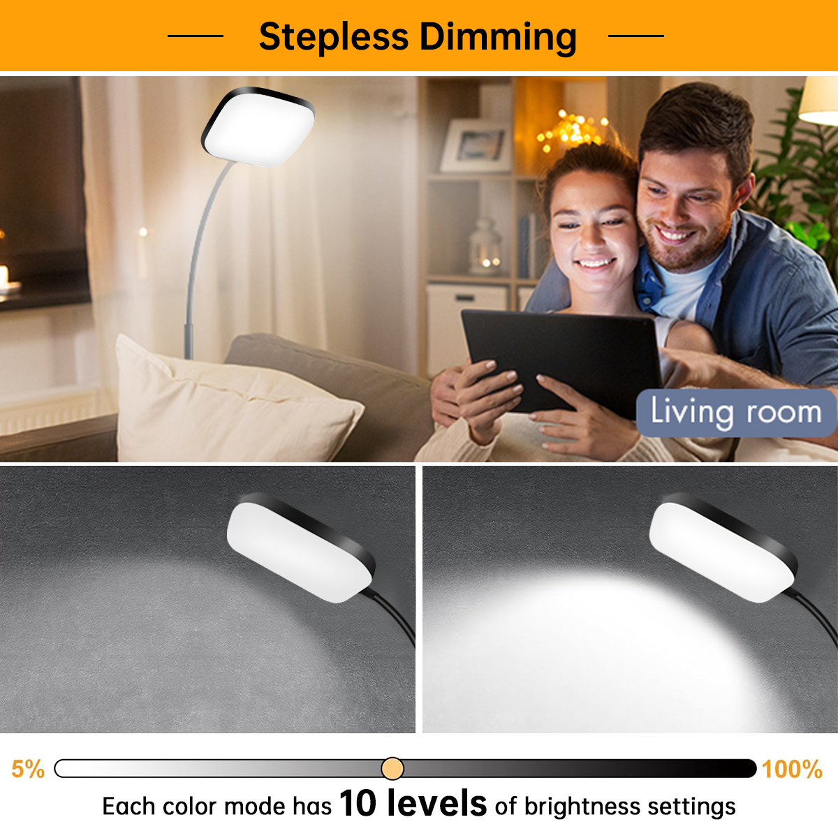 18w gulvlamper med touch-kontrol justerbar lysstyrke 360 ° svanehals led-gulvlamper øjenvenlig gulvlampe til stuen