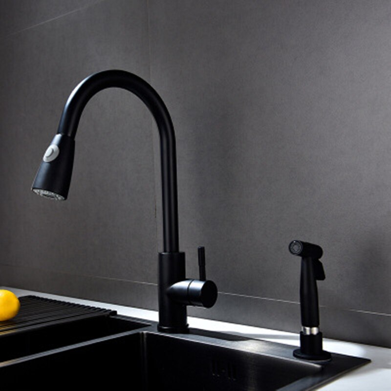 Black Stainless Steel Kitchen Shower Replacement Head Sprinkler Diffuser Water Saving Pressure Increased Degree Rotation