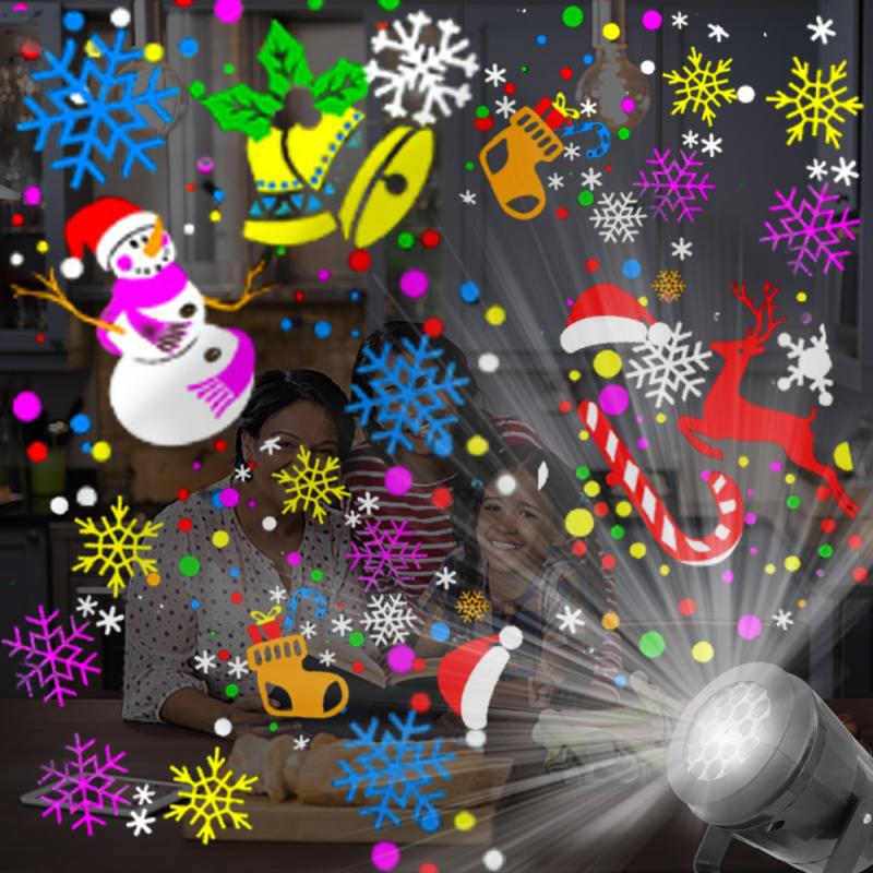 Christmas Holographic Projector 16 Picture Party Christmas Santa Claus Projection Lamp Window Movie Projector